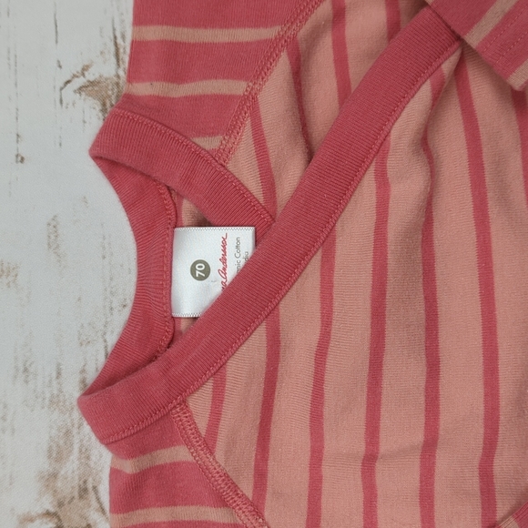 Hanna Andersson Pink Striped Kimono Bodysuit Size 70 6-12M - Picture 3 of 6